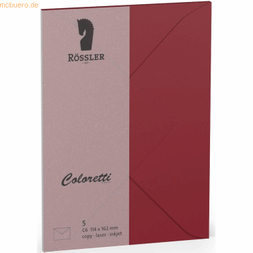 Rössler Briefumschläge Coloretti VE=5 Stück C6 Rosso von Rössler