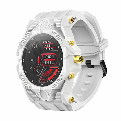 Rogbid T.Rex Smartwatch für Männer (Anrufe tätigen/beantworten 1,43" Amoled IP68 wasserdichte Keramik Smartwatch Fitness Tracker für Android iOS Phones Heavy Fashion Smart Watch Blood Oxygen (Weiß) von Rogbid