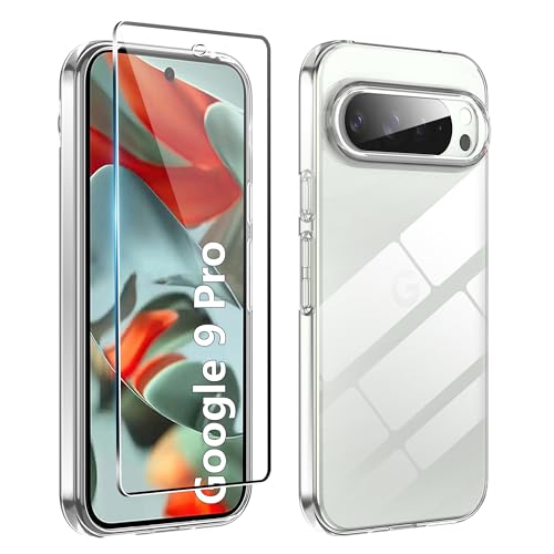 Rojeuinn hülle für Google Pixel 9/Google Pixe 9 pro 2024+1 Stücks panzerglas,9H Härte Schutzglas Ultra-klar Displayschutzfolie,hohe Qualität TPU Soft Handyhüll,stoßfest Schutzhülle Case-Transparent von Rojeuinn