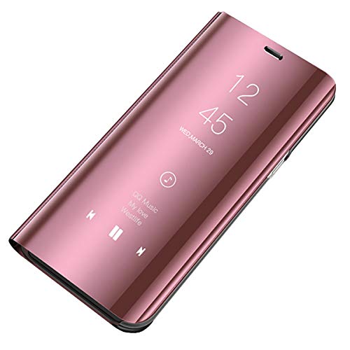 Rokmym Kompatibel für Samsung Galaxy A71 Hülle, Mirror Make-Up Schutzhülle Klare Sicht Flip Cover Slim Stand Full Body Anti-Shock-PC Galaxy A71 Clear Schutzhülle von Rokmym