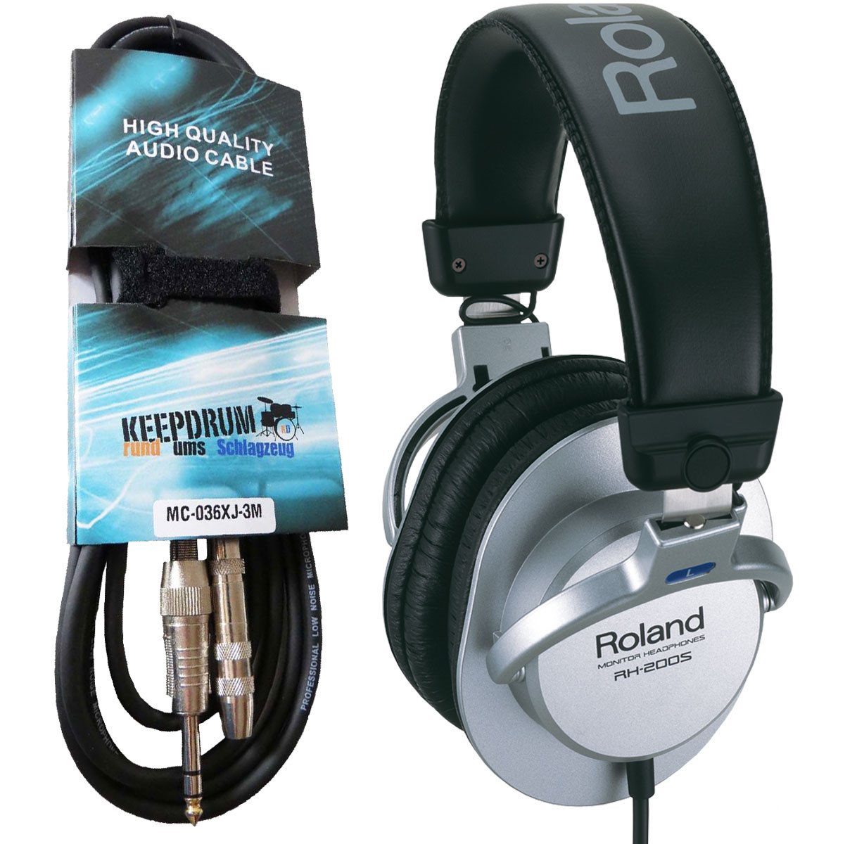 Roland Audio Roland RH-200S Silver + 3m Verlängerungskabel HiFi-Kopfhörer (Keine, Keine) von Roland Audio