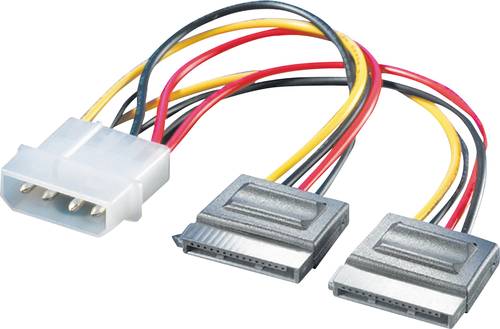 Roline Festplatten Anschlusskabel [1x Molex 4pol Stecker - 2x SATA-Strom-Buchse 15pol.] 0.12m von Roline