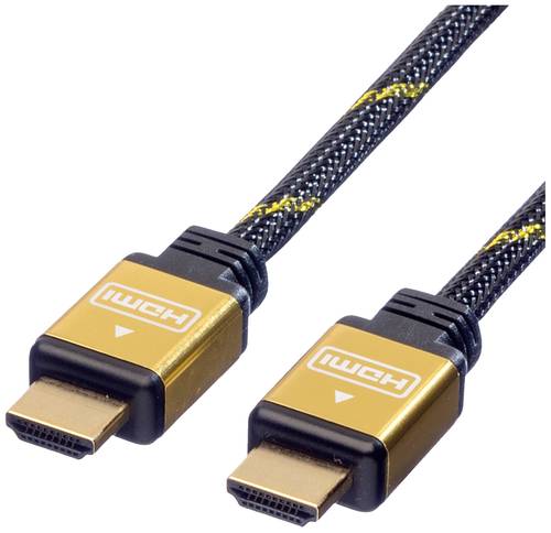 Roline HDMI Anschlusskabel HDMI-A Stecker 3.00m Schwarz, Gold 11.04.5503 doppelt geschirmt, vergolde von Roline