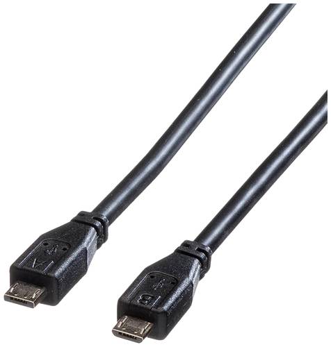 Roline USB-Kabel USB 2.0 USB-Micro-A Stecker, USB-Micro-B Stecker 1.80m Schwarz Geschirmt 11.02.8753 von Roline