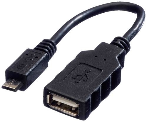 Roline USB-Kabel USB 2.0 USB-Micro-B Stecker, USB-A Buchse 0.15m Schwarz Geschirmt 11.02.8311 von Roline