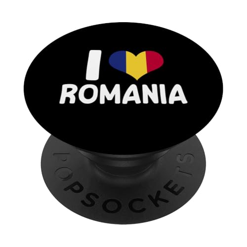 I Love Romania Pride Rumänische Flagge Herz Rumänien Reise PopSockets Klebender PopGrip von Romania Flag Design Proud Romanian Roots