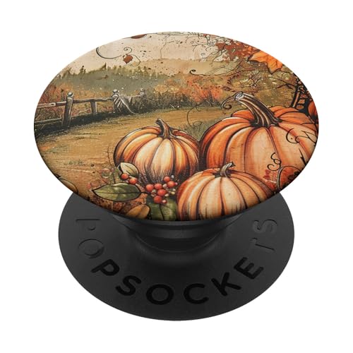 Gemütlicher Herbst, ästhetische Herbststimmung, Kürbisblätter, rustikaler Herbst PopSockets Klebender PopGrip von Romanticizing Fall Aesthetic Autumn Core Prints