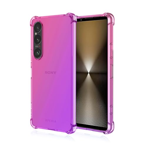 RonRun Handyhülle für Sony Xperia 1 VI Schutzhülle mit Anti Fall Stoßfest Gradient Color Handyhülle TPU Dünn Handy Case (Pink Lila) von RonRun