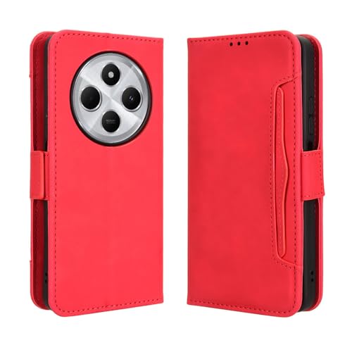 RonRun Hülle für Xiaomi Redmi 14C 4G Kompatibel Flip Wallet Handyhülle Premium PU Leder Schutzhülle mit Ständer Funktion Stoßfest Hülle rot von RonRun