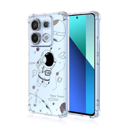 RonRun Hülle für Xiaomi Redmi Note 13 4G Handyhülle, mit Schöne Blumen Motiv Stoßfest Transparent Schutzhülle, Kompatibel für Xiaomi Redmi Note 13 4G Astronaut von RonRun