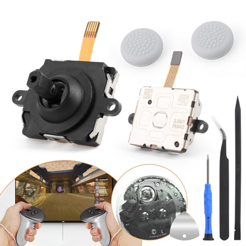 RongZy 2 Stück Joystick Ersatz Kit für Oculus Quest 3 Controller 3D Analog ThumbStick für Meta Quest 3 Joystick Kappen Ersatz Zubehör Drift-Reparatur mit Werkzeug von RongZy