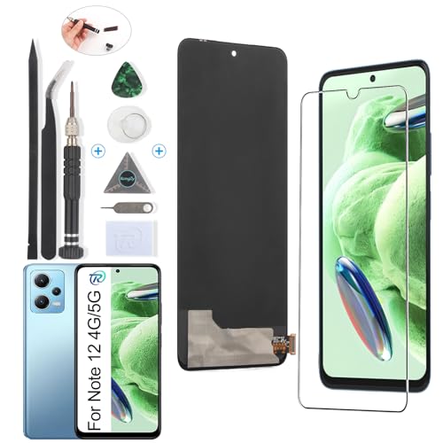 RongZy Display für Xiaomi Redmi Note 12 4G/5G OLED LCD Bildschirmersatz Digitizer Touchscreen Montiert Ersatz mit Werkzeugen(Schwarz) von RongZy