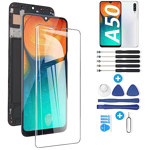 RongZy Kompatibel mit Samsung Galaxy A50 SM-A505FN/DS A505FD A505F A505A A505 Ersatz Bildschirm LCD Display und Touchscreen-Digitizer mit Werkzeugen (Schwarz mit Rahmen) von RongZy