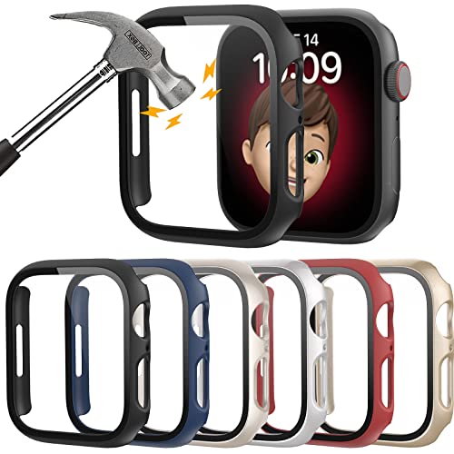 6 Stück harte PC-Gehäuse mit eingebautem gehärtetem Glas, kompatibel mit Apple Watch Serie 8 Serie 7 45 mm, Rontion ultradünn, kratzfest, insgesamt Schutzhülle für iWatch 45 mm von Rontion