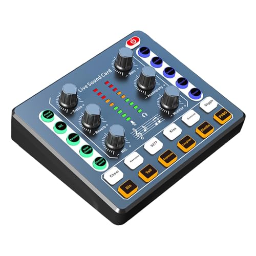 Ronyme Audiomixer Soundkarte Rauschunterdrückung Externe 12 Soundeffekte Studioausrüstung für Mobile Computermusik von Ronyme