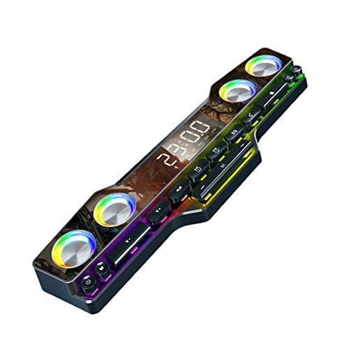 Ronyme Drahtloser Lautsprecher 7 Farblichter LED Anzeige Zeitalarm für PC Spiel von Ronyme