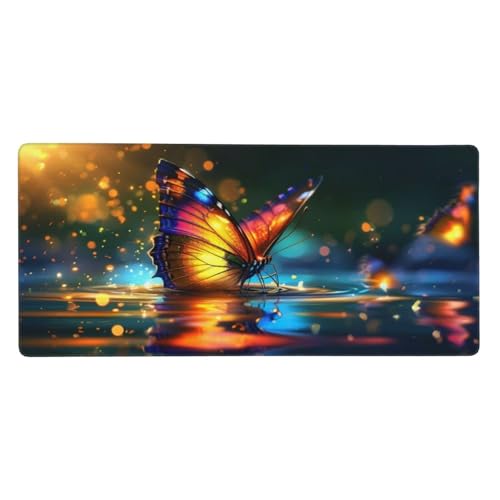 Gaming Mauspad XXL 1000x500x3mm Tier Schmetterling Mousepad Groß Vernähte Kanten, Weiche Oberfläche, Rutschfeste Gummibasis, für PC, MacBook, Laptop, Großer Erweiterter Schreibtisch Schutz Z-148 von Roogsoo