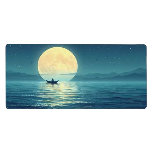 Gaming Mauspad XXL 1200x600x4mm Schiff Ozean Mousepad Groß Vernähte Kanten, Weiche Oberfläche, rutschfeste Gummibasis, für PC, MacBook, Laptop, Großer Erweiterter Schreibtisch Schutz Für Home Z-86 von Roogsoo