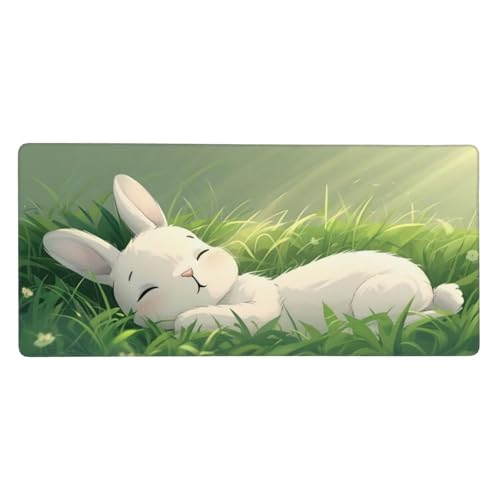 Gaming Mauspad XXL 1200x600x4mm Tier Kaninchen Mousepad Groß Vernähte Kanten, Weiche Oberfläche, rutschfeste Gummibasis, für PC, MacBook, Laptop, Großer Erweiterter Schreibtisch Schutz Für Home Z-219 von Roogsoo