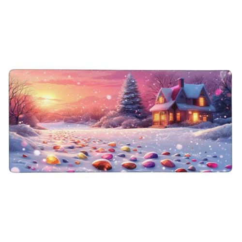 Mauspad Haus Stein Gaming Mousepad XXL 1600x800x3mm, Große Schreibtisch Matte, Nicht rutschender Unterlage, Verbessert Präzision und Geschwindigkei, Vernähten Kanten, Familie PC MacBook Laptop Z-244 von Roogsoo