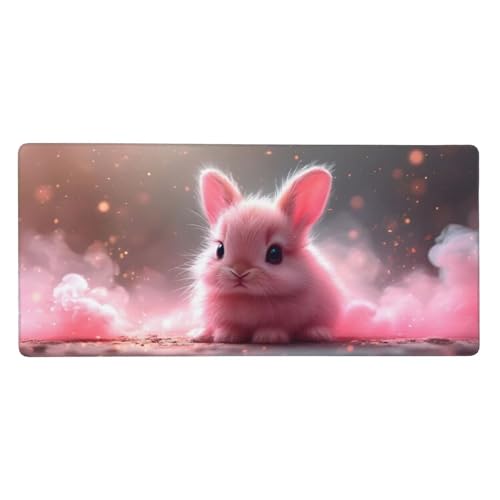 Mauspad XXL, 1600x800x4mm, Mousepad Gaming Rosa Kaninchen Schreibtischunterlage, Gummiboden rutschfeste und wasserdichte, Verbessert Präzision und Geschwindigkeit, Geeignet für PC und Laptops Z-257 von Roogsoo