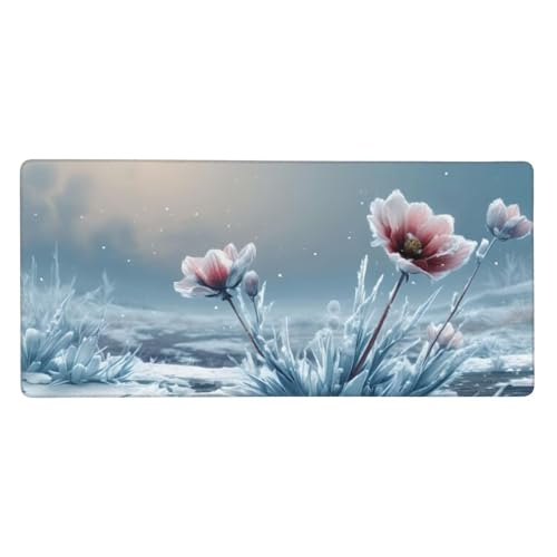 Mauspad XXL, 1600x800x4mm, Mousepad Gaming Winter Blume Schreibtischunterlage, Gummiboden rutschfeste und wasserdichte, Verbessert Präzision und Geschwindigkeit, Geeignet für PC und Laptops Z-101 von Roogsoo