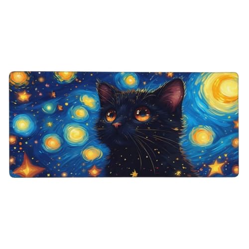 Mauspad XXL, 900x400x4mm, Mousepad Gaming Tier Katze Schreibtischunterlage, Gummiboden Rutschfeste und Wasserdichte, Verbessert Präzision und Geschwindigkeit, Geeignet für PC und Laptops Macbook Z-175 von Roogsoo