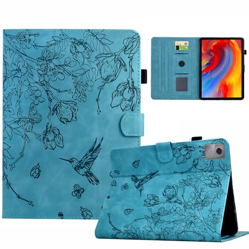 Rosbtib Case für Lenovo Tab M11 2024 (TB330FU) 11 Zoll mit Stifhalter, Frühling Blume, Vogel und Schmetterling gedruckt Kunstleder mit Stand Card Slot Fall für Lenovo Tab M11, Grün von Rosbtib