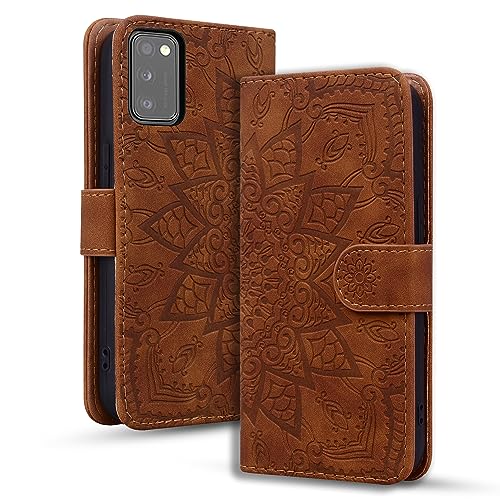 Rosbtib Handyhülle für Samsung Galaxy A41 Premium PU Leder Hülle mit Magnetic Closure Standfunktion Flip Cover Mandala Prägung Samsung Galaxy A41 - Braun von Rosbtib