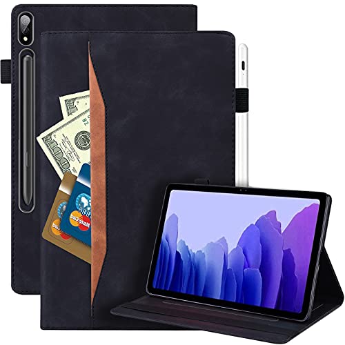 Rosbtib Hülle Kompatibel mit Samsung Galaxy Tab S8 2022 S7 2020 11" Leder Geschäftshülle Smart Schutzhülle Stifthalter Stand Wallet Cover für SM-T870/SM-T875/SM-X700/X706 Tablet, Schwarz von Rosbtib