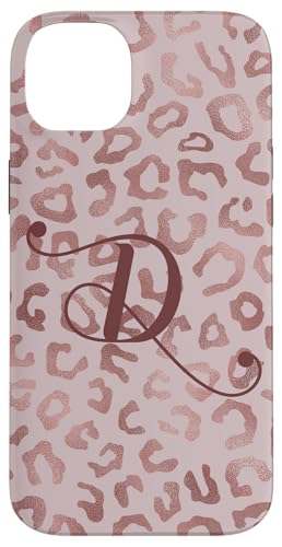 Hülle für iPhone 14 Plus Letter D Initial Leopard Rose Pink Cheetah Monogram von Rose Pink Swirls Stars Monograms ADC