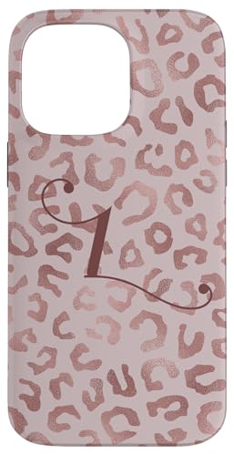 Hülle für iPhone 14 Pro Max Letter L Initial Leopard Rose Pink Cheetah Monogram von Rose Pink Swirls Stars Monograms ADC