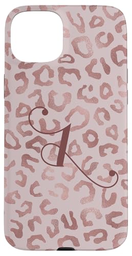 Hülle für iPhone 15 Plus Letter I Initial Leopard Rose Pink Cheetah Monogram von Rose Pink Swirls Stars Monograms ADC