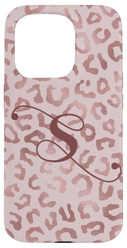 Hülle für iPhone 15 Pro Letter S Initial Leopard Rose Pink Cheetah Monogram von Rose Pink Swirls Stars Monograms ADC