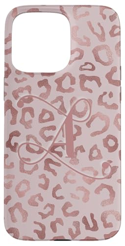 Hülle für iPhone 15 Pro Max Letter A Initial Leopard Rose Pink Cheetah Monogram von Rose Pink Swirls Stars Monograms ADC