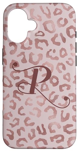 Hülle für iPhone 16 Letter P Initial Leopard Rose Pink Cheetah Monogram von Rose Pink Swirls Stars Monograms ADC