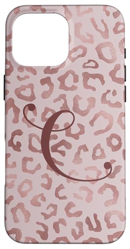 Hülle für iPhone 16 Pro Max Letter C Initial Leopard Rose Pink Cheetah Monogram von Rose Pink Swirls Stars Monograms ADC