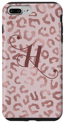 Hülle für iPhone 7 Plus/8 Plus Letter H Initial Leopard Rose Pink Cheetah Monogram von Rose Pink Swirls Stars Monograms ADC