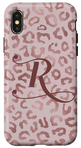 Hülle für iPhone X/XS Letter R Initial Leopard Rose Pink Cheetah Monogram von Rose Pink Swirls Stars Monograms ADC