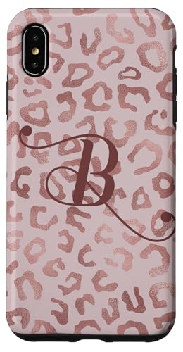 Hülle für iPhone XS Max Letter B Initial Leopard Rose Pink Cheetah Monogram von Rose Pink Swirls Stars Monograms ADC