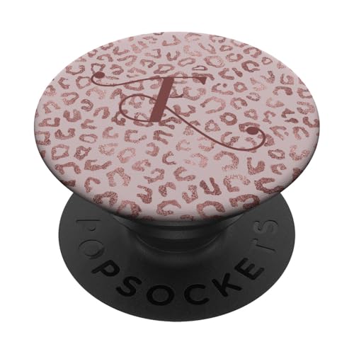 Letter F Initial Leopard Rose Pink Cheetah Monogram PopSockets Klebender PopGrip von Rose Pink Swirls Stars Monograms ADC