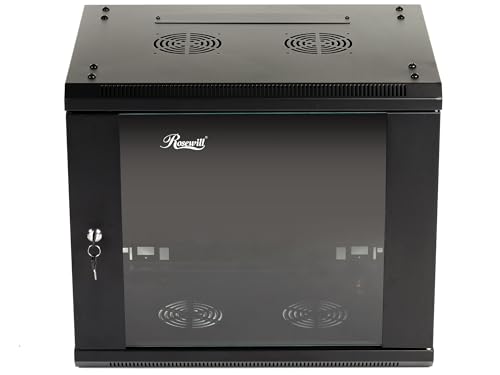 Rosewill 9U Server-Rack-Gehäuse mit Glastür, Schlössern und abnehmbaren Seitenteilen, Wandhalterung, Netzwerkschrank, 48,3 cm (19 Zoll), 45,9 cm tief, flach verpackt von Rosewill