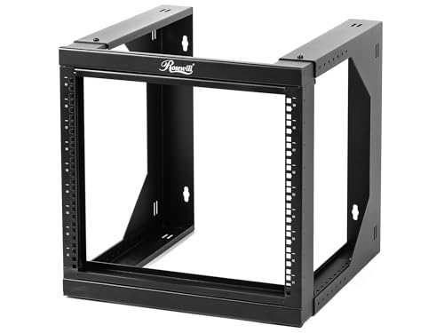 Rosewill 9U Server-Rack mit Schwingtor – Wandhalterung für 48,3 cm (19 Zoll) IT-Geräte, offener Rahmen, AV- und Server, verstellbare Tiefe 45,7 cm bis 66 cm, 9U Rack, Schwarz von Rosewill