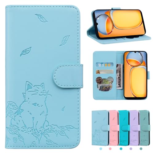 Rostsant Handyhülle für Xiaomi Redmi 13C/Redmi 13 C/Poco C65 Perserkatze PU Leder Xiaomi Redmi 13C Flip Case Brieftasche Tasche Hülle Magnetisch Handyhülle für Redmi 13 C/Poco C65 Himmelblau von Rostsant