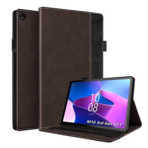 Rostsant Hülle für Lenovo Tab M10 3. Generation 10.1"(TB-328FU/TB-328XU)PU Leder Brieftasche Folio Magnetisch Hülle mit Standfunktion Kartenschlitz Schutzhülle für Lenovo Tab M10 Gen 3 10.1"2022-Braun von Rostsant