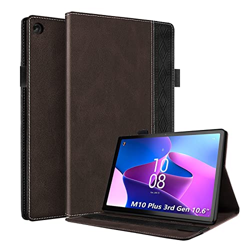 Rostsant Hülle für Lenovo Tab M10 Plus 3rd Gen 10.6"（TB-125F/TB-128F）PU Leder Brieftasche Folio Magnetisch Hülle mit Standfunktion Kartenschlitz Tablet Schutzhülle für Lenovo Tab M10 Plus Gen 3-Braun von Rostsant