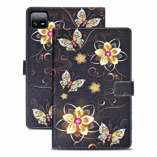 Rostsant Hülle für Xiaomi Pad 6/Pad 6 Pro 2023 11 Zoll PU Leder Hülle Magnetischer Ständer Xiaomi Pad 6/Pad 6 Pro 2023 Wallet Tablet Schutzhülle für Xiaomi Pad 6/Pad 6 Pro 11 Zoll - Schmetterling von Rostsant