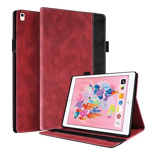 Rostsant Hülle für iPad 5./6. Generation, iPad Air/iPad Air 2 PU Leder Brieftasche Folio Magnetisch Schutzhülle für iPad 2017/2018, iPad Air 1 / iPad Air 2, iPad Pro 9.7 Zoll - Rot von Rostsant