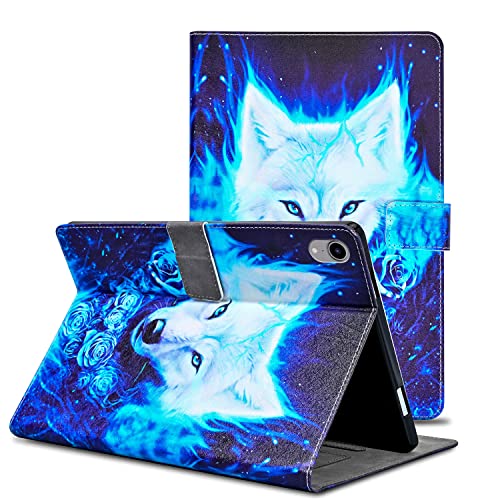 Rostsant iPad Mini 2021 Hülle PU Leder Case iPad Mini 6 Klappetui Etui Brieftasche Tasche Schutzhülle für iPad Mini 6. Generation 8.3 Zoll - Weißer Wolf von Rostsant