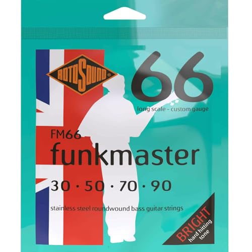 Rotosound Edelstahlsaiten Funkmaster für E-Bass, Runddraht, Stärke 30 50 70 90 von Rotosound